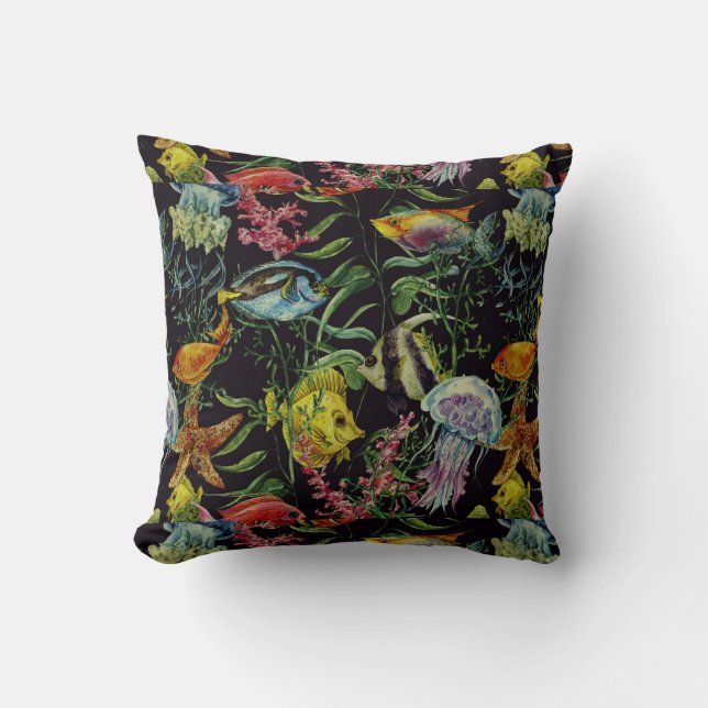Watercolor Sea Life Pattern 1 Cushion (Front)