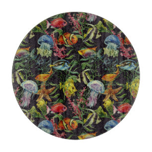 Watercolor Sea Life Pattern 1 Cutting Board