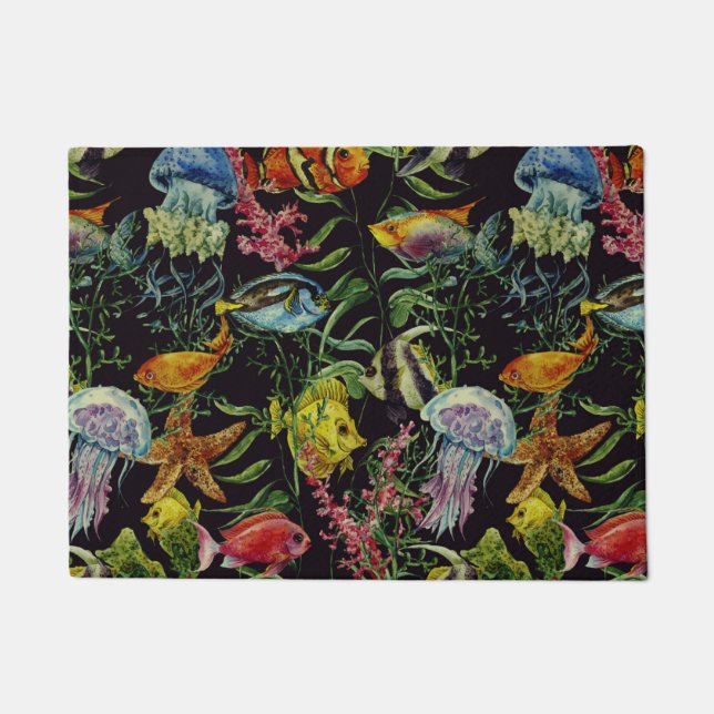 Watercolor Sea Life Pattern 1 Doormat (Front)