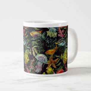 Watercolor Sea Life Pattern 1 Large Coffee Mug