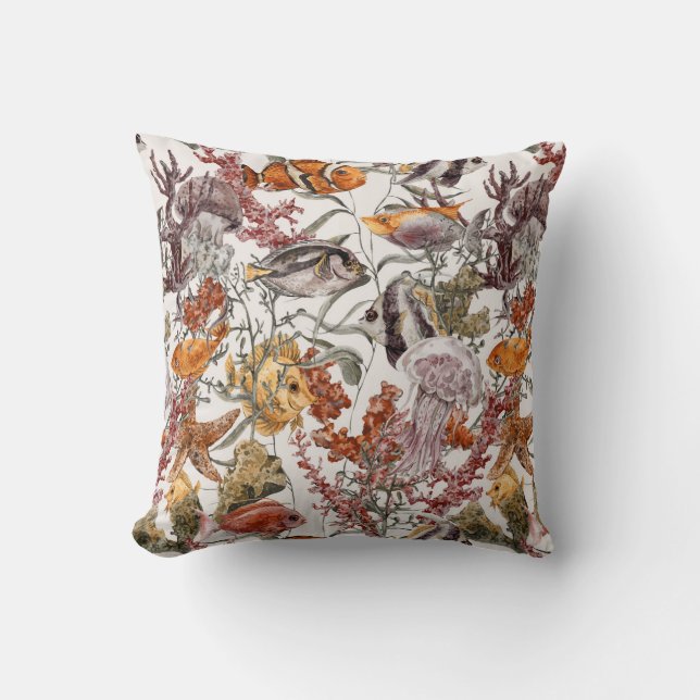 Watercolor Sea Life Pattern 2 Cushion (Front)