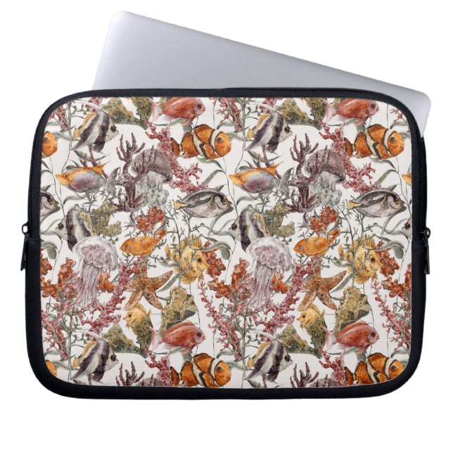 Watercolor Sea Life Pattern 2 Laptop Sleeve (Front)
