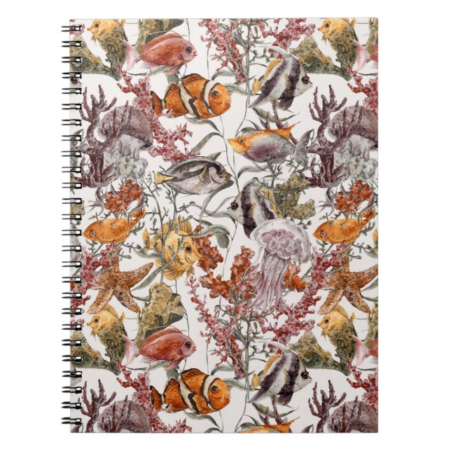 Watercolor Sea Life Pattern 2 Notebook (Front)