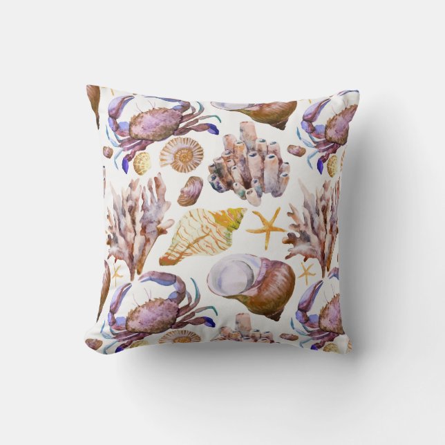Watercolor Sea Life Pattern 4 Cushion (Front)