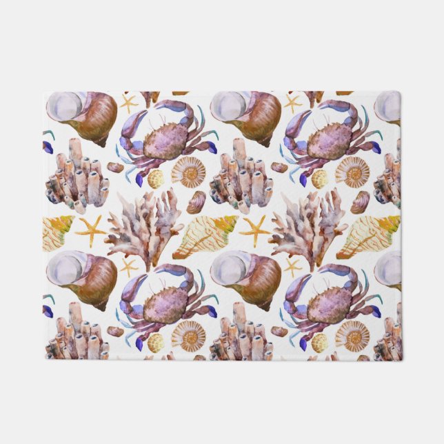 Watercolor Sea Life Pattern 4 Doormat (Front)