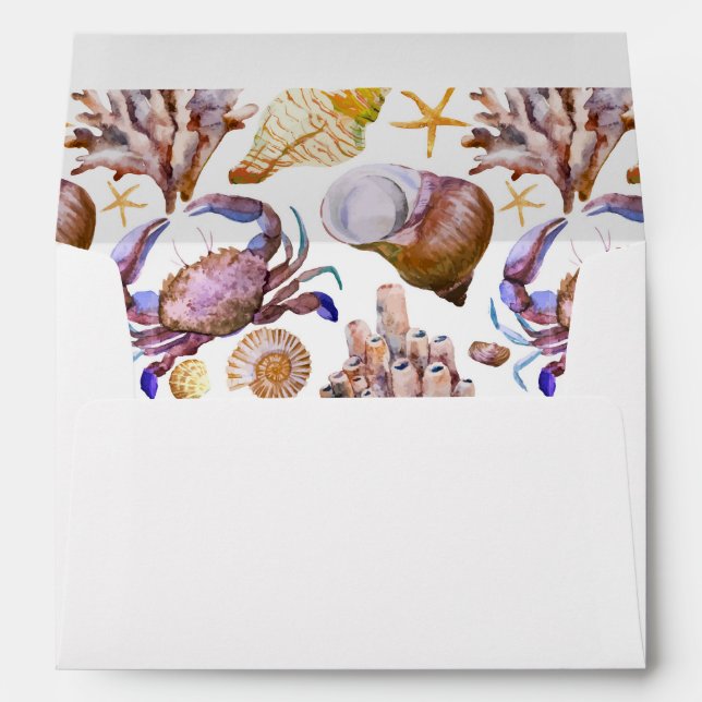 Watercolor Sea Life Pattern 4 Envelopes (Back (Bottom))