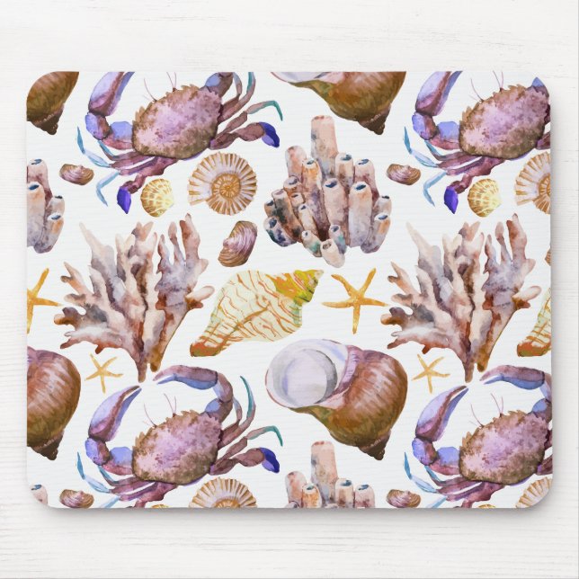 Watercolor Sea Life Pattern 4 Mouse Mat (Front)
