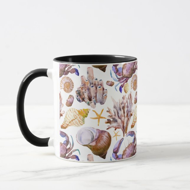 Watercolor Sea Life Pattern 4 Mug (Left)