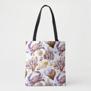 Watercolor Sea Life Pattern 4 Tote Bag