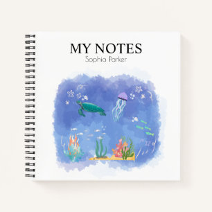 Watercolor Sea Life Personalised Notebook