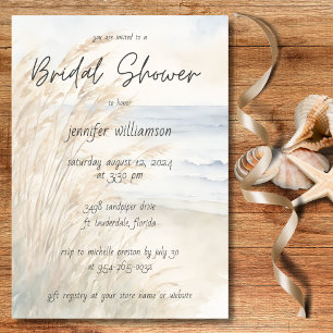 Watercolor Sea Oats Bridal Shower Invitation