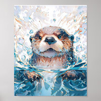 Watercolor Sea Otter Art