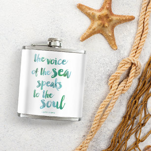 Watercolor Sea Quote Flask