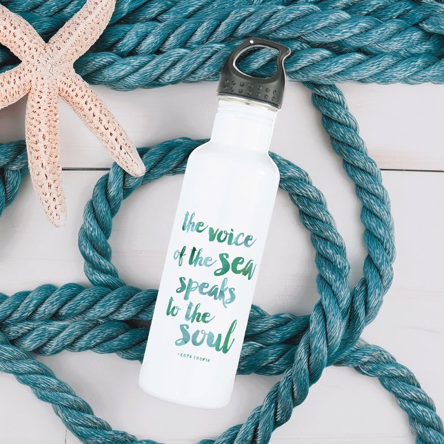 Watercolor Sea Quote Water Bottle (Creator Uploaded)