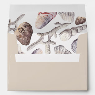Watercolor Sea Shell and Coral for 5x7 card Envelope