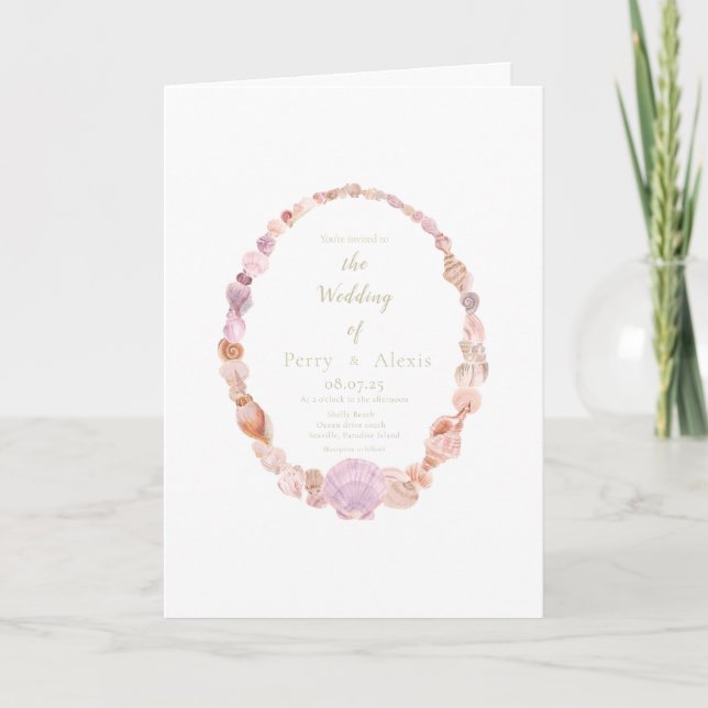 Watercolor Sea Shell Folded Invitation (Front)
