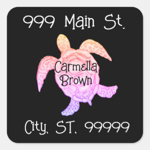Watercolor sea turtle address label