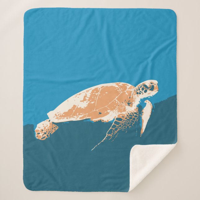 Watercolor Sea Turtle Animal Wildlife Nature Art  Sherpa Blanket (Front)