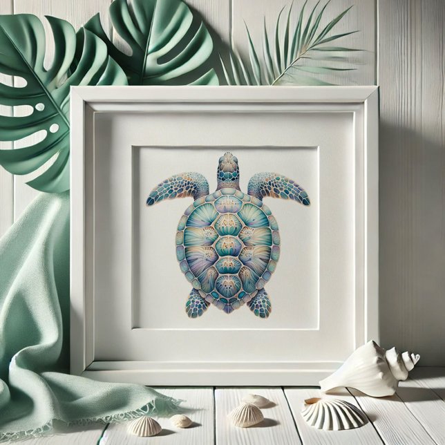 Watercolor Sea Turtle Art Poster (Beach pictures sea turtle drawing by Do Tell A Belle. Shop)