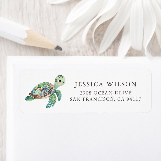 Watercolor Sea Turtle Baby Shower Address (Insitu)