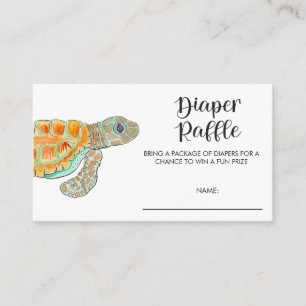 Watercolor Sea Turtle Baby Shower Diaper Raffle Enclosure Card