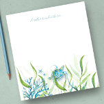 Watercolor Sea Turtle Beach Stationery Notepad<br><div class="desc">Cute and coastal, this tropical stationery features the words "I'd rather be under the sea" in blue script typography. It can be personalised with your family name or monogram in a hand lettered script typography. It is designed using a replica of my original watercolor sea turtle in shades of turquoise...</div>