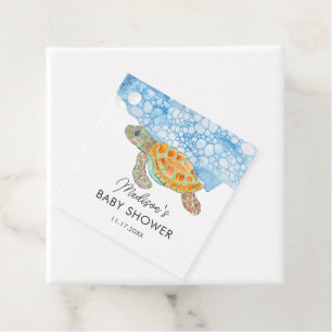 Watercolor Sea Turtle Blue Water Baby Shower Favour Tags
