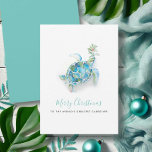 Watercolor Sea Turtle Christmas Caregiver Card<br><div class="desc">This tropical Christmas card features my original hand-painted watercolor sea turtle adorned with a sprig of holly and rustic red berries, set against a crisp white background. The words Merry Christmas To The World's Best Caregiver are displayed in modern brush script and sans serif typography. Personalise the message to suit...</div>
