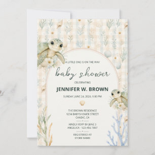 Watercolor Sea Turtle Coastal Baby Shower Invitation