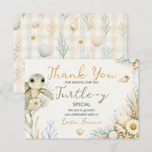 Watercolor Sea Turtle Coastal Thank You Card