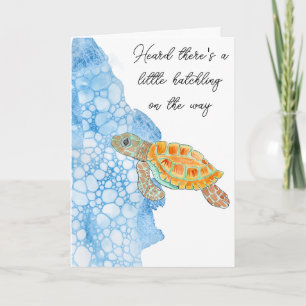 Watercolor Sea Turtle Custom Baby Shower Card