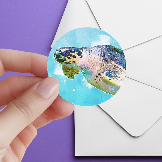 Watercolor Sea Turtle Envelope Sticker Seal (Creator Uploaded)