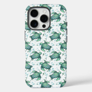 watercolor sea turtle green blue pattern animal iPhone 16 pro case