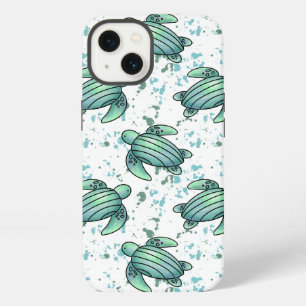 watercolor sea turtle green blue pattern animal iPhone 13 case