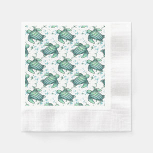 watercolor sea turtle green blue pattern animal napkin