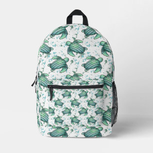 watercolor sea turtle green blue pattern animal printed backpack