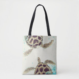 Watercolor Sea Turtle Love Designer Tote Bag