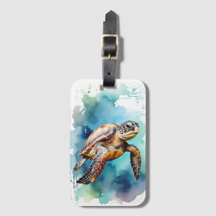 Watercolor Sea Turtle Luggage Tag