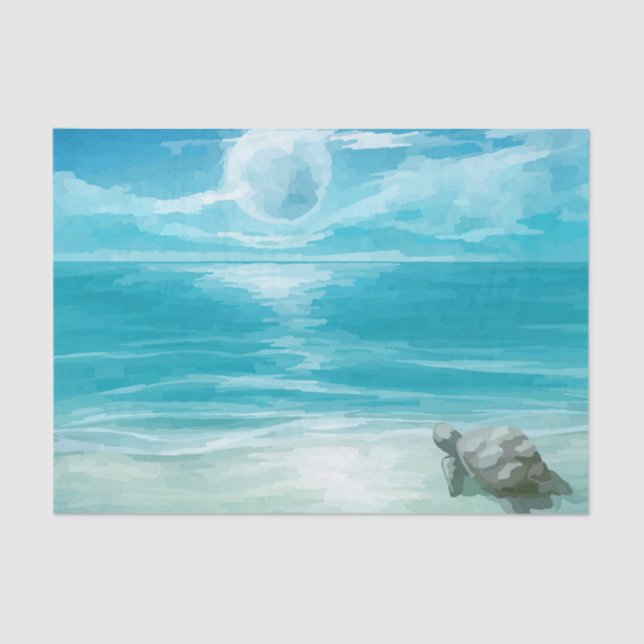Watercolor Sea Turtle Nesting Tissue Paper (Front)