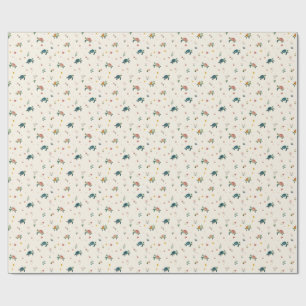 Watercolor Sea Turtle Pattern Cute Coastal Floral Wrapping Paper