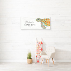 Watercolor Sea Turtle Personalised Baby Shower Banner