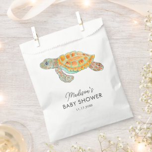 Watercolor Sea Turtle Personalised Baby Shower Favour Bags