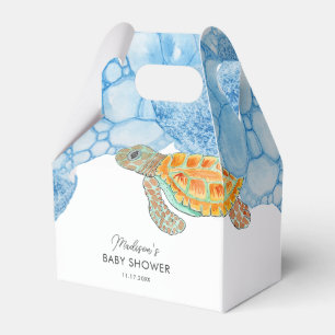 Watercolor Sea Turtle Personalised Baby Shower Favour Box
