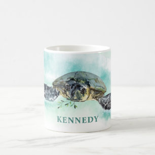 Watercolor Sea Turtle Personalised Coffee Mug