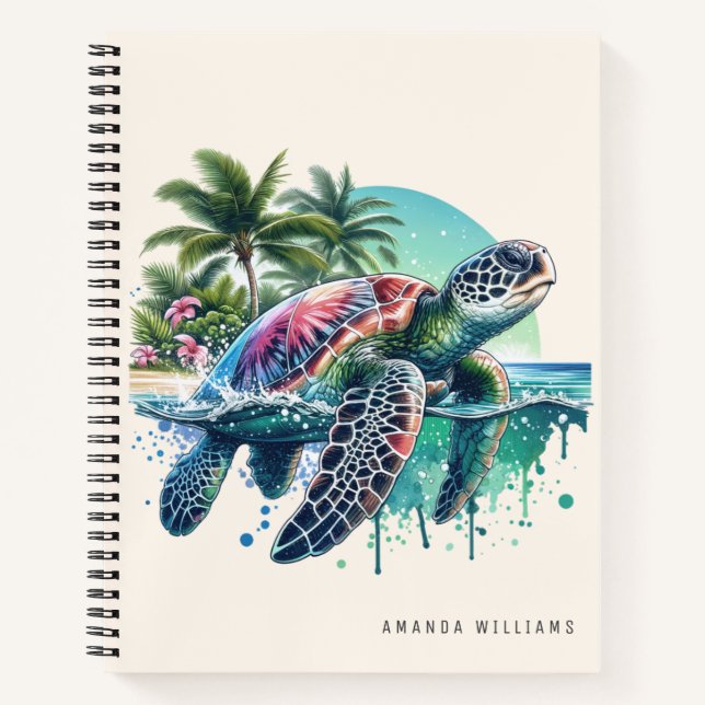 Watercolor Sea Turtle Personalised Journal (Front)