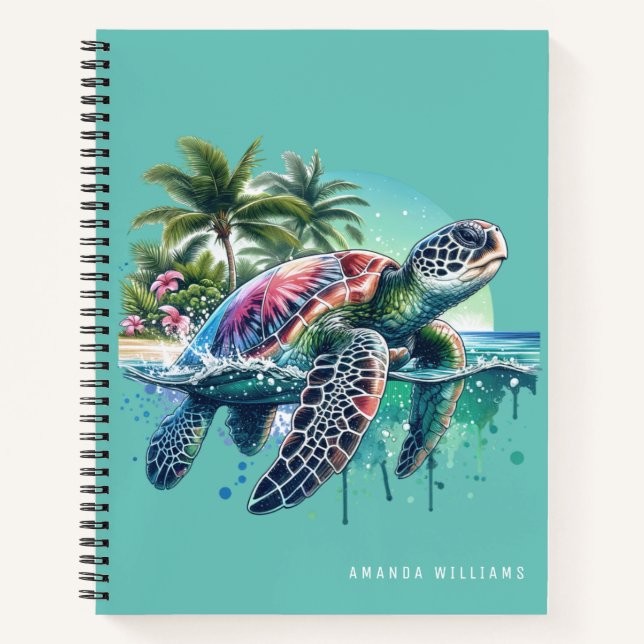 Watercolor Sea Turtle Personalised Journal (Front)