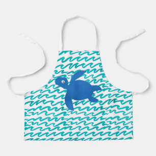 Watercolor Sea Turtle Shibori Wave Apron
