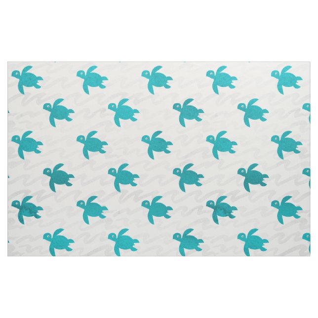 Watercolor Sea Turtle Shibori Wave Fabric (Fat Quarter)