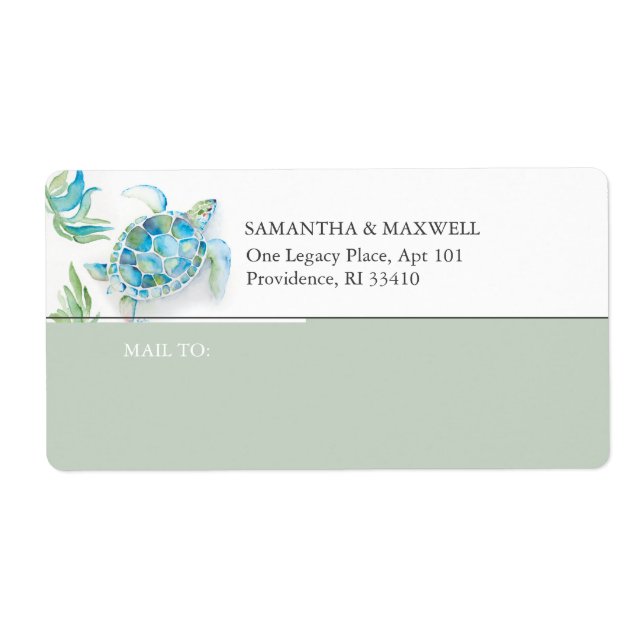 Watercolor Sea Turtle Shipping Label (Front)