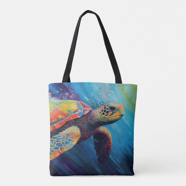 Watercolor Sea Turtle Tote Bag (Back)